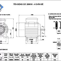 Thông số kỹ thuật motor điện 3 pha công suất 200kw tốc chậm